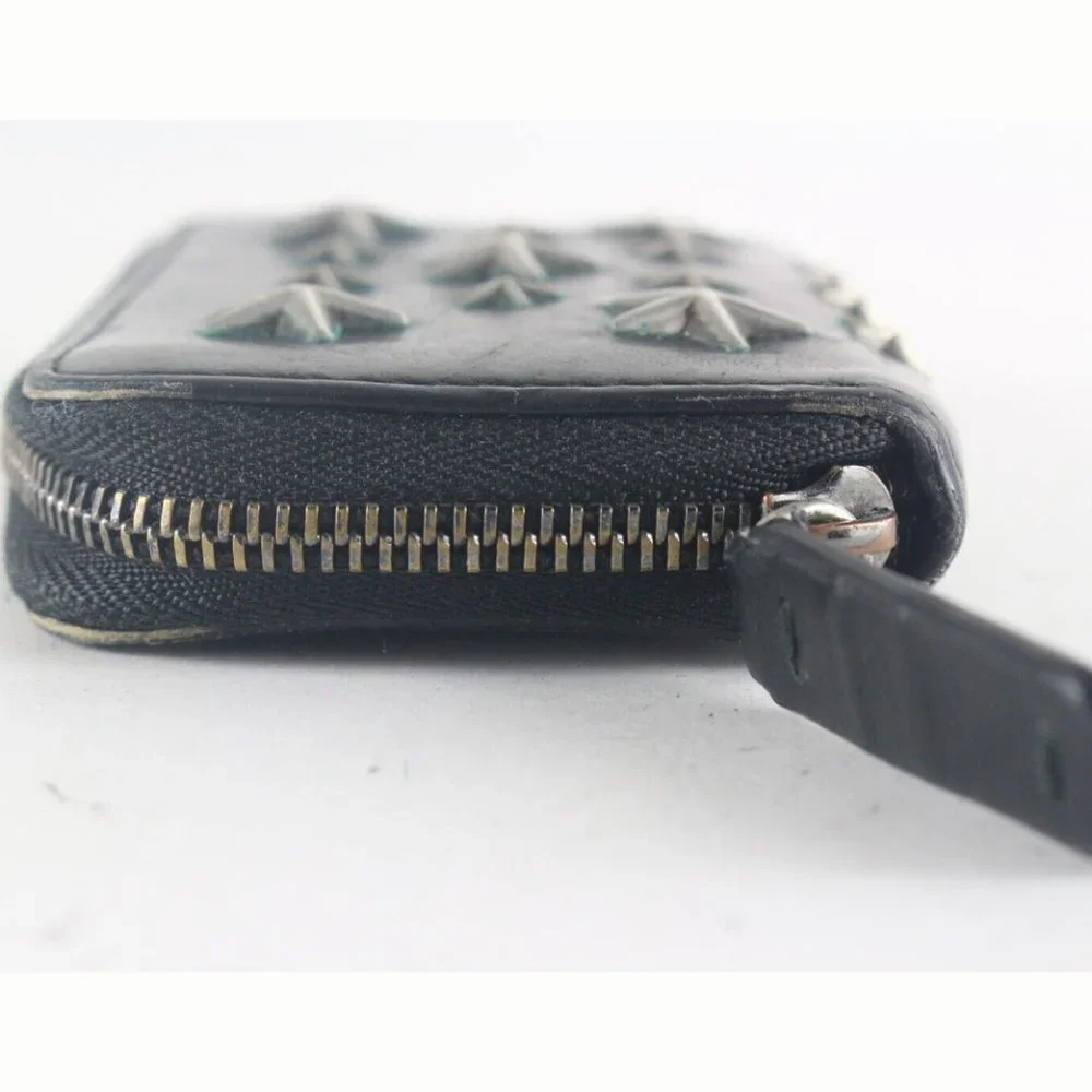 JIMMY CHOO Black Leather Star Zippy Wallet 1JC726K